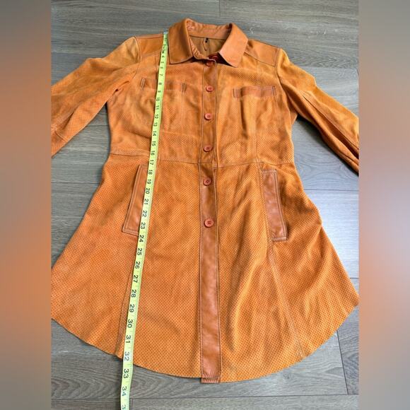 Vintage Debra C Beverly Hills Orange Perforated Leather Jacket Italian Sz 44 (M) - Picture 10 of 12